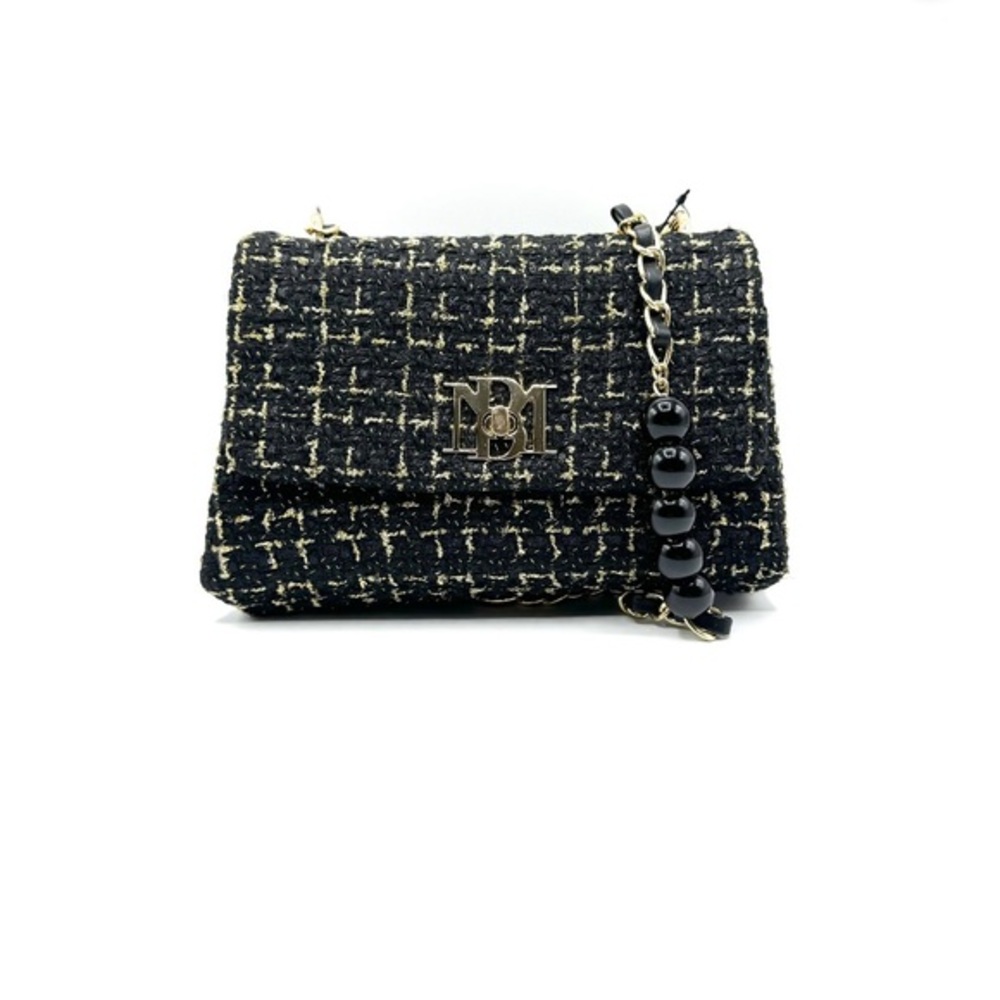 Badgley Mischka Elegant Black Tweed Women Bag